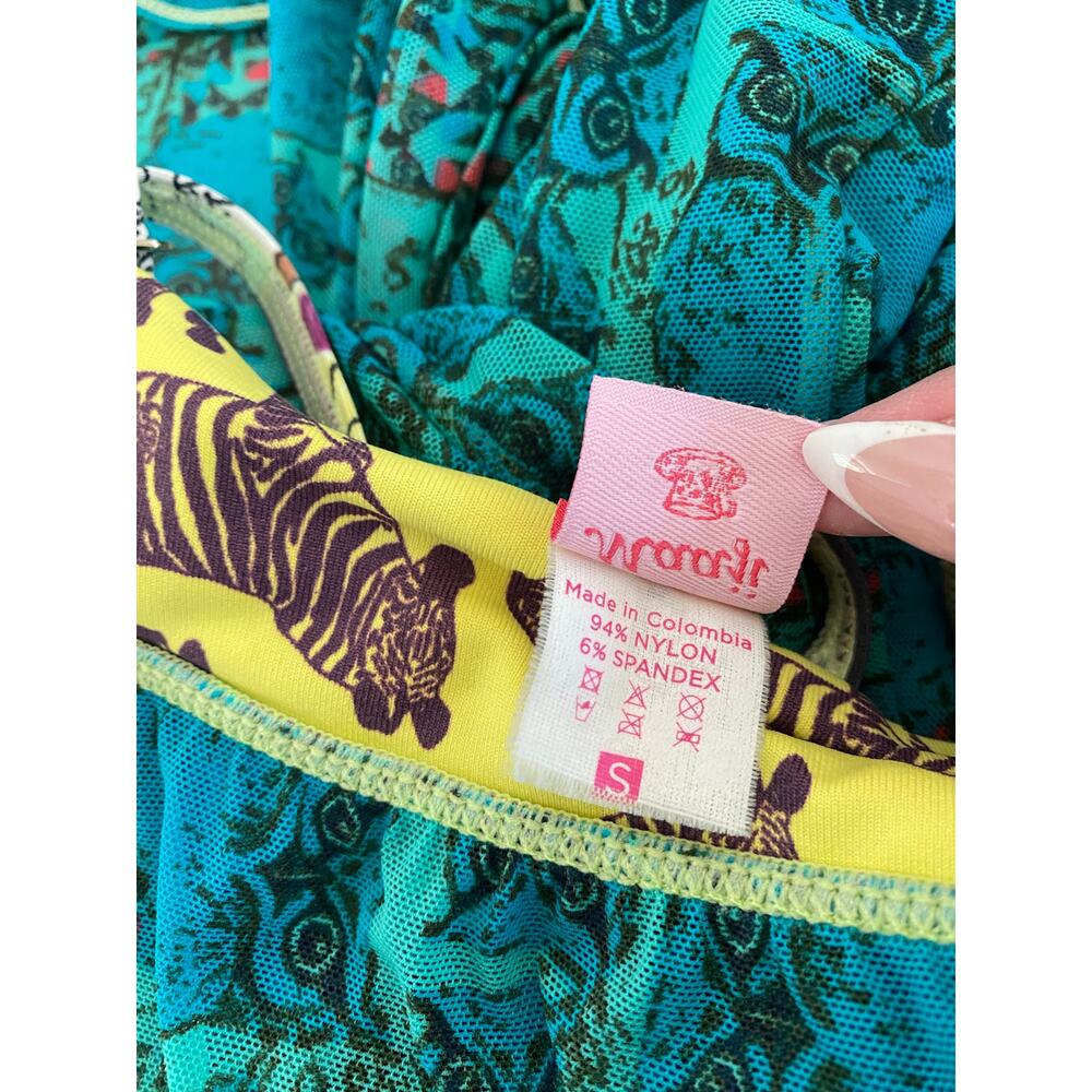 Maaji Teal Printed Midi Dress with Floral Bust - Picture 14 of 15